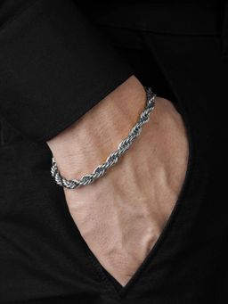 SWASHAA - Silver Rope Chain Men's Bracelet