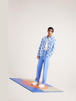 Muvazo - Blue Cotton Geometric Co-Ord Sets