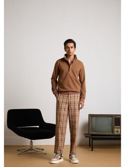 Muvazo - Brown Polyviscose Solid/Plain Co-Ord Sets