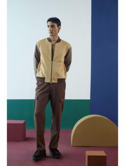 Muvazo - Beige Suede Colorblock Co-Ord Sets