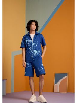 Muvazo - Blue Cotton Floral Co-Ord Sets