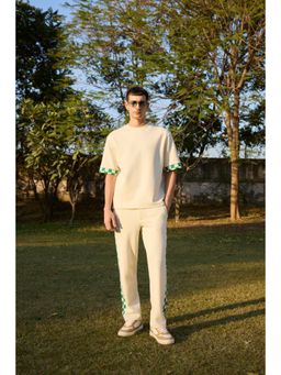 Muvazo - Off White Cotton Solid/Plain Co-Ord Sets