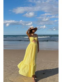 Old Marigold - Penelope Lime Yellow Halter Maxi Dress