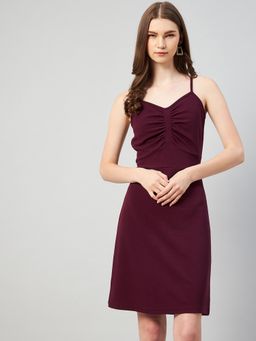 RARE - Women Casual Purple Colour Above Knee Solid Dress