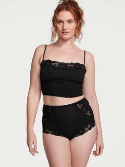 Victoria's Secret - Modal And Lace Trim Straight-Neck Cami With Shorts Black (Set of 2)