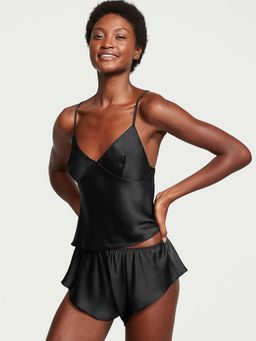 Victoria's Secret - Satin Open-Back Cami With Shorts Black (Set of 2)