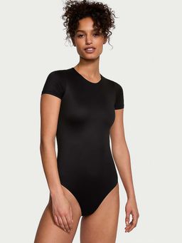 Victoria's Secret - Feather Soft Essentials Short-Sleeve Bodysuit Black