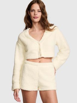 Victoria's Secret - Co-Zzzy Fleece Cropped Cardigan Beige