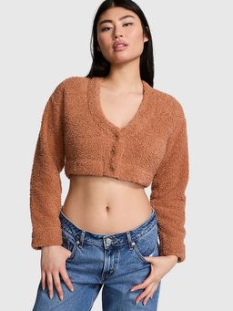 Victoria's Secret - Co-Zzzy Fleece Cropped Cardigan Brown
