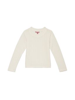 Biba - Off White Polyester Solid Sweater Tops