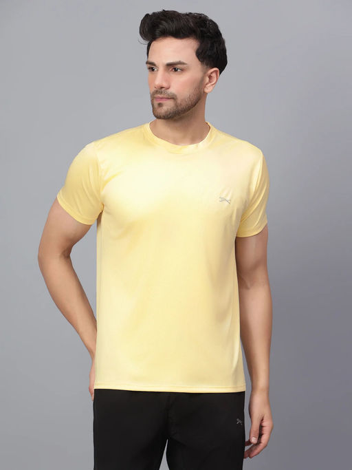 Price History of Shiv Naresh Yellow Polyester Solid T-Shirt from