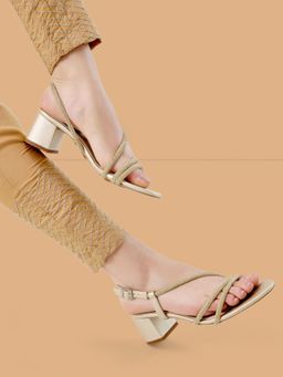 ROCIA - Gold Women Diamond Embellished Block Sandal Heels