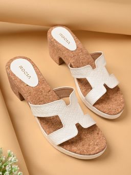 ROCIA - White Women Casual Block Sandal Heels