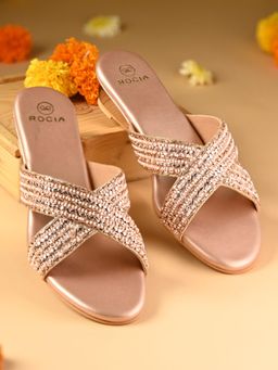 ROCIA - Rose Gold Women Embroidered Sandal