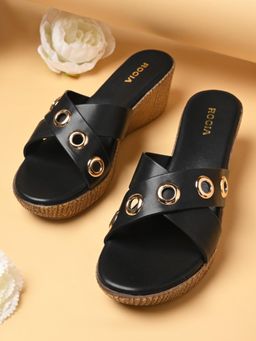 ROCIA - Black Women Casual Wedges Heels