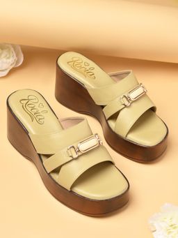 ROCIA - Cream Women Smart Buckled Casual Wedges Heels