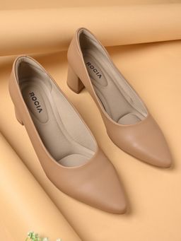 ROCIA - Taupe Women Classic Block Pump Heels