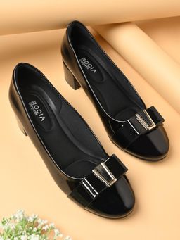 ROCIA - Black Women Bow Embellished Pump Heels