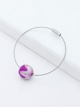Rhea - Purple Silver Wire Thread Ball Bracelet