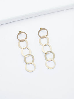 Rhea - Intertwined Matt Gold Circle Drop Earrings