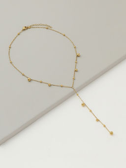 Rhea - Dainty Gold Bead Lariat Necklace