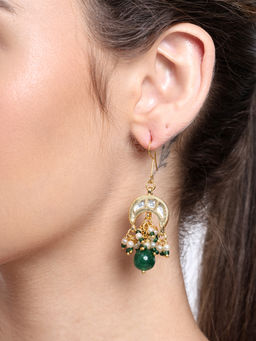 AARSEE OFFICIAL - 22KT Gold Plated Celestial Jade Green Earrings