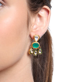 AARSEE OFFICIAL - 22KT Gold Plated Quirky Green Earrings