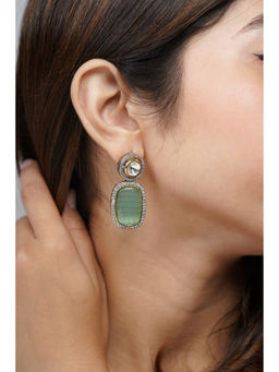 AARSEE OFFICIAL - 22KT Gold Plated Dazzling Mint Green Earrings