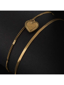 Palmonas - Gold Love You Engraved Layered Anklet