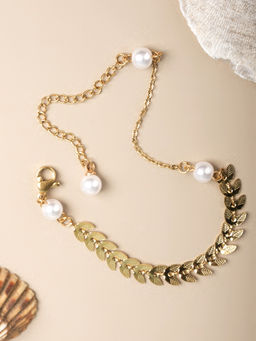 Palmonas - Gold Pearl Bliss Anklet for Womens