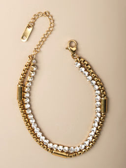 Palmonas - Golden Glamour Double Layered White Stone Bracelet