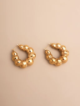 Palmonas - 18K Gold Plated Bubble Hoop Earrings for Womens