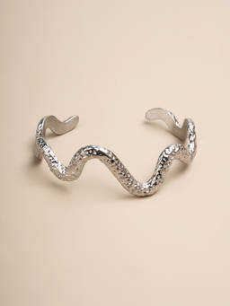 Palmonas - Wavy Textured Silver Cuff for Womens Waterproof and Anti-Tarnish