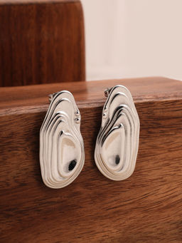 Palmonas - Silver Abstract Ripple Stud Earrings for Womens