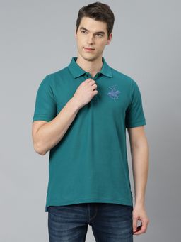 Beverly Hills Polo Club - Core Plaited Collar And Cuff Green Polo T-shirt