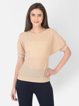 Latin Quarters - Peach Half Sleeve Yarn Dyed Knit Top