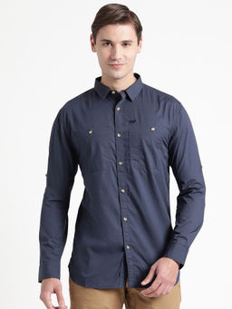 WILDCRAFT - Men Safara 2 Pockets Cargo Shirt - Navy Blue