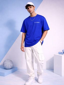 The Fit Theory - Men Oversized Boxy Blue T-Shirt