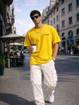The Fit Theory - Men Oversized Boxy Yellow T-Shirt