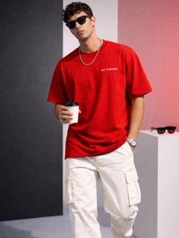 The Fit Theory - Men Oversized Boxy Red T-Shirt