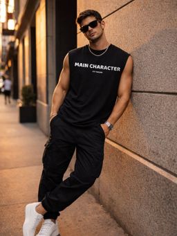The Fit Theory - Men Oversized Boxy Black T-Shirt