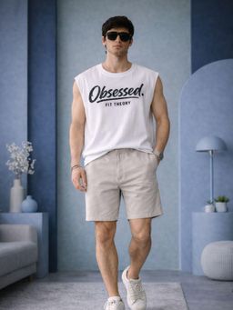 The Fit Theory - Men Oversized Boxy White T-Shirt
