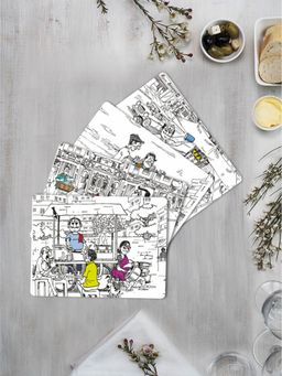 Space of Joy - Indian Street Food Premium Printed Rectangular MDF Wooden Placemats