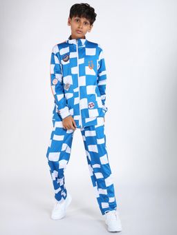 UMILDO - Boys Blue Active Checkered Jacket with Trackpant