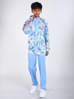 UMILDO - Kids Blue Active Abstract Printed Jacket with Trackpant