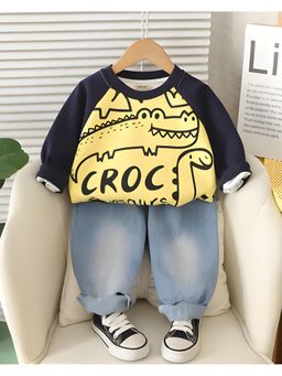 Googo Gaaga - Boys Multi-Color Cotton Printed Sweatshirt with Jeans