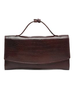 Teakwood - Croco Texture Brown Women Two Fold Wallet