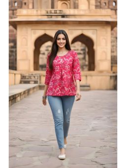 Rajnandini - Womens Pink Pure Cotton Jaipuri Printed Tunic