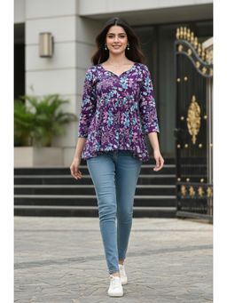 Rajnandini - Womens Purple Cotton Jaipuri Printed Tunic