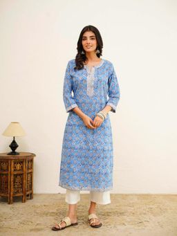 GOODHAND - Cotton Block Printed Long Kurta